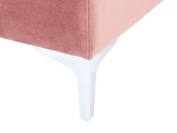 Schäslong Rosa Sammet Sittkudde Silver Metallben Glamourstil