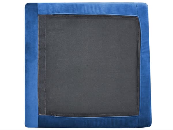 Fodskammel Blå Velour Polstret 85 x 85 cm Firkantet Moderne Glam Design Puf Skammel Fodstøtte Siddepuf Sæde Boligindretning Stue Soveværelse