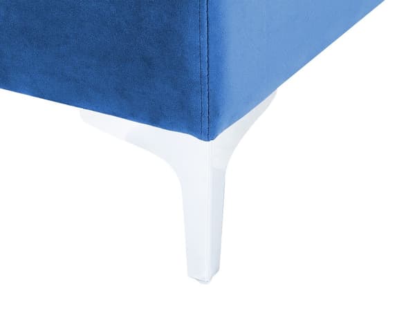 Fodskammel Blå Velour Polstret 85 x 85 cm Firkantet Moderne Glam Design Puf Skammel Fodstøtte Siddepuf Sæde Boligindretning Stue Soveværelse