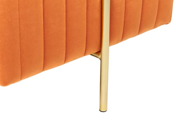 Schäslong Orange Sammetsklädsel Guld Metallben 48 cm Kvadrat Glamour