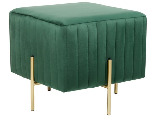 Schäslong Grön Sammetsklädsel Guld Metallben 48 cm Kvadrat Glamour