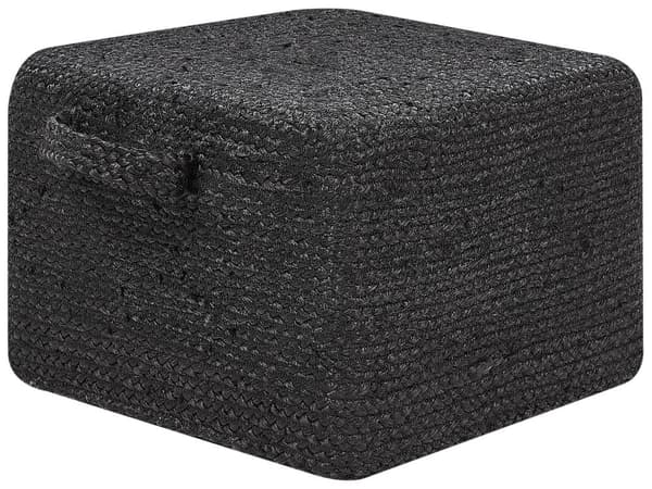 Rahi musta juutti 45 x 45 x 30 cm EPS täytteellä neliskulmainen kahvoilla boho-tyyli