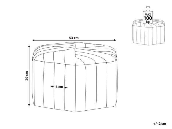 Puf Hvid Velour ø 48 x 53 cm Blød Sekskantet Siddepuf Polstret Fodskammel Boligindretning Soveværelse Stue