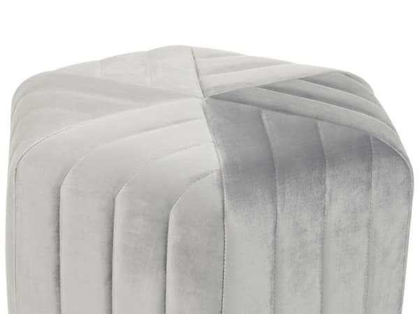 Puf Grå Velour ø 48 x 53 cm Blød Sekskantet Siddepuf Polstret Fodskammel Boligindretning Soveværelse Stue