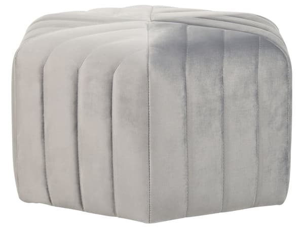 Puf Grå Velour ø 48 x 53 cm Blød Sekskantet Siddepuf Polstret Fodskammel Boligindretning Soveværelse Stue