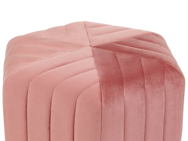 Puff Rosa Fløyel 48 x 53 x 29 cm Polstret Sekskantet Fotskammel Glamorøs stil Stue