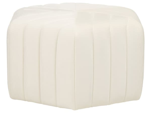 Puff Kremhvit Fløyel 48 x 53 x 29 cm Polstret Sekskantet Fotskammel Glamorøs stil Stue