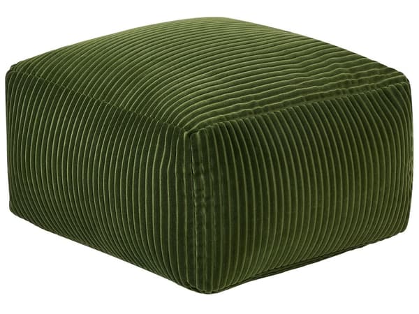 Puff Grønn Kordfløyel Fylling av EPS-kuler 50 x 50 x 30 cm Ensfarget Firkantet Boho Moderne Fotskammel Sittepute