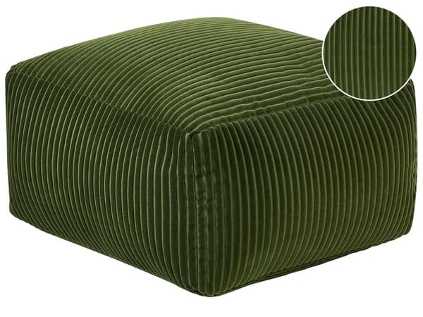 Puff Grønn Kordfløyel Fylling av EPS-kuler 50 x 50 x 30 cm Ensfarget Firkantet Boho Moderne Fotskammel Sittepute