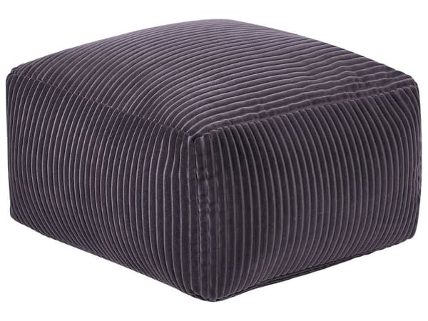 Puff Mørkegrå Kordfløyel Fylling av EPS-kuler 50 x 50 x 30 cm Ensfarget Firkantet Boho Moderne Fotskammel Sittepute