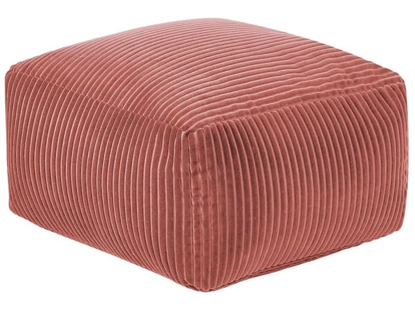 Puff Lys rød Kordfløyel Fylling av EPS-kuler 50 x 50 x 30 cm Ensfarget Firkantet Boho Moderne Fotskammel Sittepute
