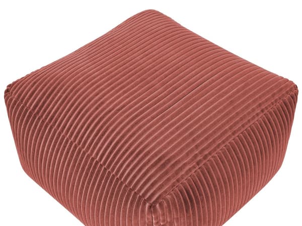 Puff Lys rød Kordfløyel Fylling av EPS-kuler 50 x 50 x 30 cm Ensfarget Firkantet Boho Moderne Fotskammel Sittepute