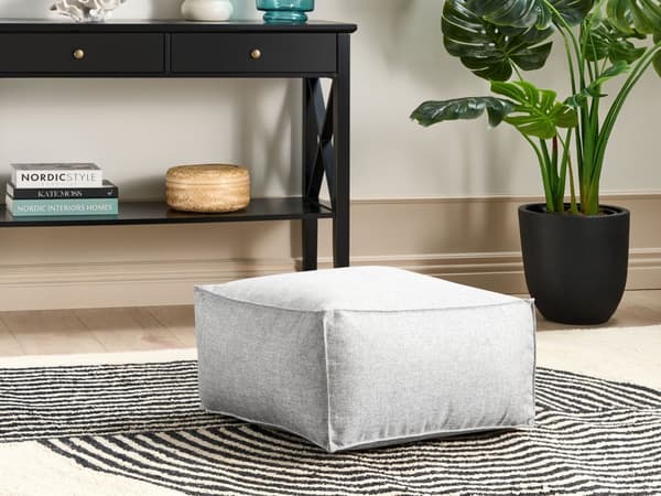 Puff Grå Stoff Polyester Fylling av EPS-kuler 50 x 50 x 30 cm Ensfarget Firkantet Boho Moderne Fotskammel Sittepute