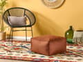 Miniatyrbilde 2 av 8: Puff Brun Stoff Polyester Fylling av EPS-kuler 50 x 50 x 30 cm Ensfarget Firkantet Boho Moderne Fotskammel Sittepute