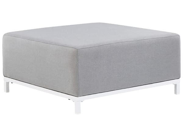 Fodskammel Grå Polyester 83 x 83 cm Moderne Ottoman Udendørs Nonwood Vedligeholdelsesfri Havemøbler Quickdry Skum Vandtæt Hynde til Have