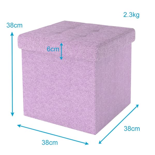 Fällbar Pall 38x38x38 cm Sittkub med förvaringsutrymme och lock av tyg med hålor Sits kub fotstöd förvaringslåda bröst ottoman