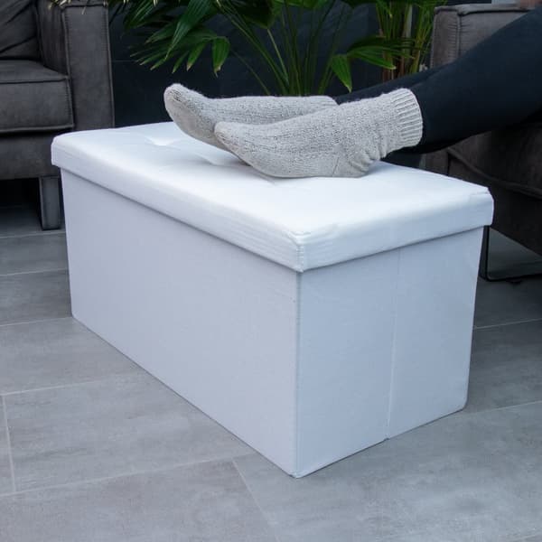 Fällbar Pall 76x38x38 cm Sittkub med förvaringsutrymme och lock av tyg med hålor Sits kub fotstöd förvaringslåda bröst ottoman
