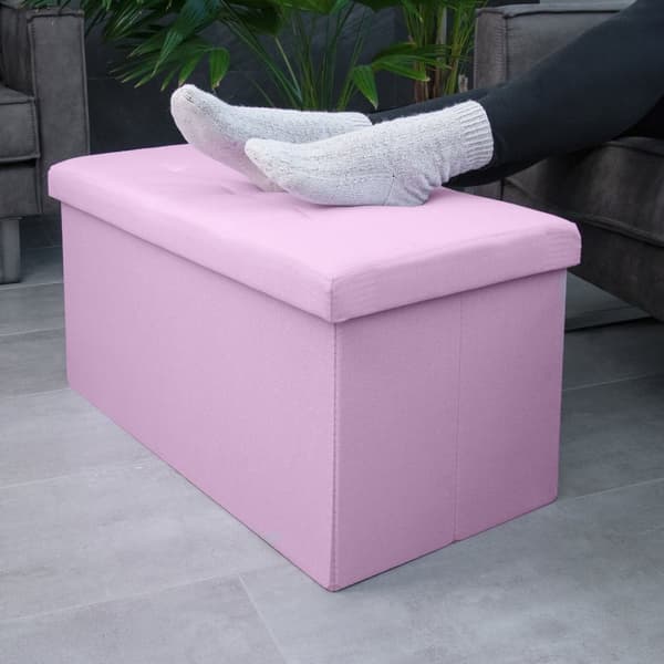 Fällbar Pall 76x38x38 cm Sittkub med förvaringsutrymme och lock av tyg med hålor Sits kub fotstöd förvaringslåda bröst ottoman