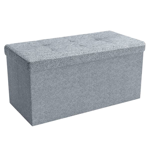 Fällbar Pall 76x38x38 cm Sittkub med förvaringsutrymme och lock av tyg med hålor Sits kub fotstöd förvaringslåda bröst ottoman