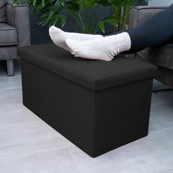 Fällbar Pall 76x38x38 cm Sittkub med förvaringsutrymme och lock av tyg med hålor Sits kub fotstöd förvaringslåda bröst ottoman