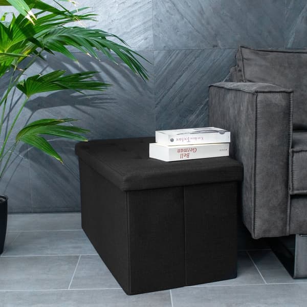 Fällbar Pall 76x38x38 cm Sittkub med förvaringsutrymme och lock av tyg med hålor Sits kub fotstöd förvaringslåda bröst ottoman