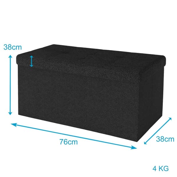 Fällbar Pall 76x38x38 cm Sittkub med förvaringsutrymme och lock av tyg med hålor Sits kub fotstöd förvaringslåda bröst ottoman