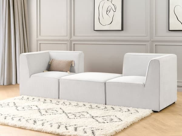Fodskammel Creamhvid Fløjl 83 x 83 Polstret Firkantet Moderne Design Ottoman