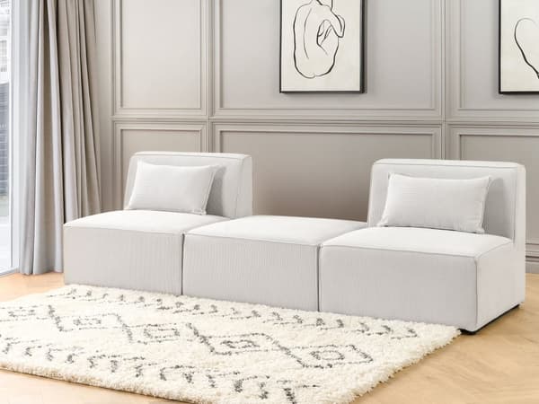 Fotskammel Off-white Kordfløyel 83 x 83 cm Moderne design Ottoman Stue