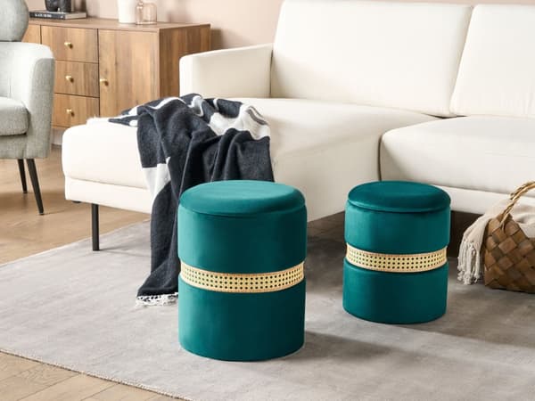 Rahi sinivihreä samettiverhoilu 2 kpl säilytystilalla rottinkipunos moderni boho tyyli