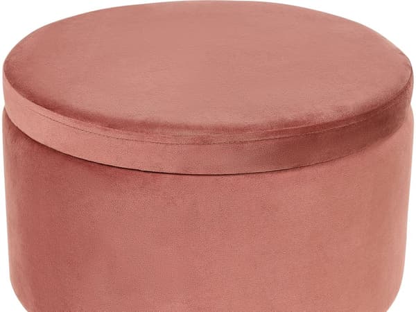 Förvaringspuff Rosa Sammet 42 x 42 x 44 cm Guld Metallben Klädsel Ottoman Fotpall Glamour Modern Design Vardagsrumstillbehör