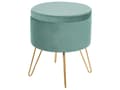 Miniatyrbild 1 av 8: Förvaringspuff Pastell Mintgrön Sammet 42 x 42 x 44 cm Guld Metallben Klädsel Ottoman Fotpall Glamour Modern Design Vardagsrumstillbehör