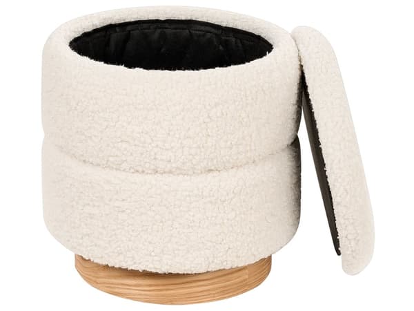 Rahi valkoinen teddy keinoturkisverhoilu säilytystila pyöreä 35 cm pehmeä
