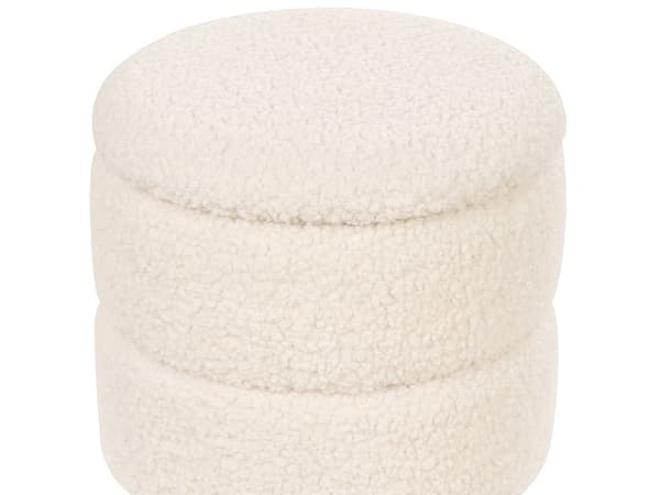 Rahi valkoinen teddy keinoturkisverhoilu säilytystila pyöreä 35 cm pehmeä