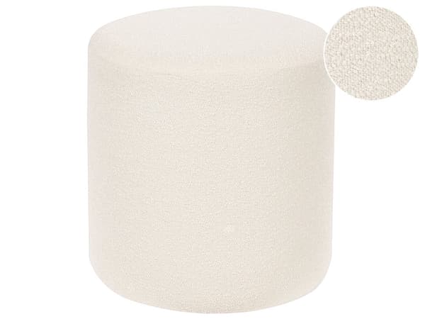 Puff Hvit Bouclé 39 x 39 x 41 cm Rund form Trendy Moderne Fotskammel Stue Soverom