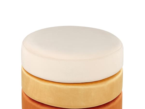 Puff Oransje Fløyel 48 x 48 x 41 cm Rund form Gullfarget base Glam Moderne Fotskammel Stue Soverom
