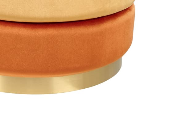 Puff Oransje Fløyel 48 x 48 x 41 cm Rund form Gullfarget base Glam Moderne Fotskammel Stue Soverom