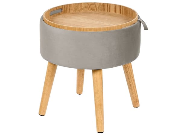 Pall Grå Sammet Klädd Förvaring Bricka Överdel Glam Stil Vardagsrum