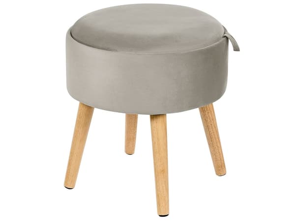 Pall Grå Sammet Klädd Förvaring Bricka Överdel Glam Stil Vardagsrum