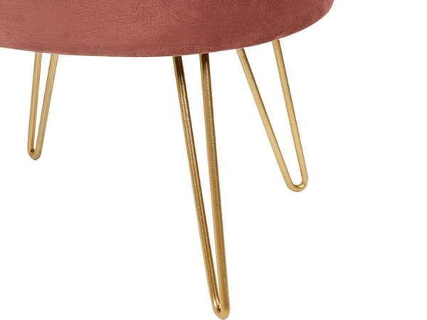 Puf med Opbevaring Beige Velour Rund Siddepuf i Stof med Ben Multifunktionel Fodskammel Indendørs Stue Børneværelse