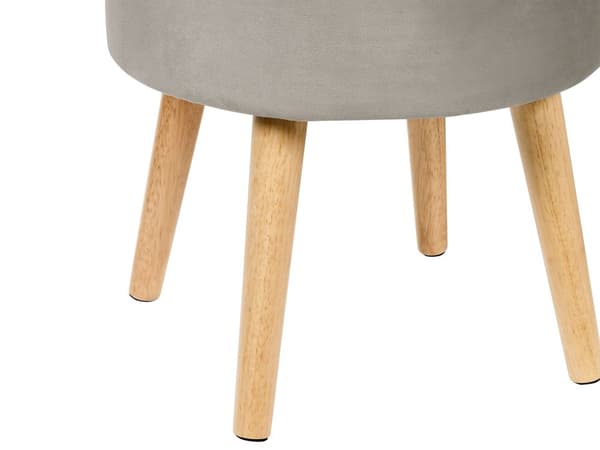 Puf med Opbevaring Grå Velour Rund Siddepuf i Stof Multifunktionel Fodskammel med Serveringsbakke Indbygget Indendørs Stue Børneværelse