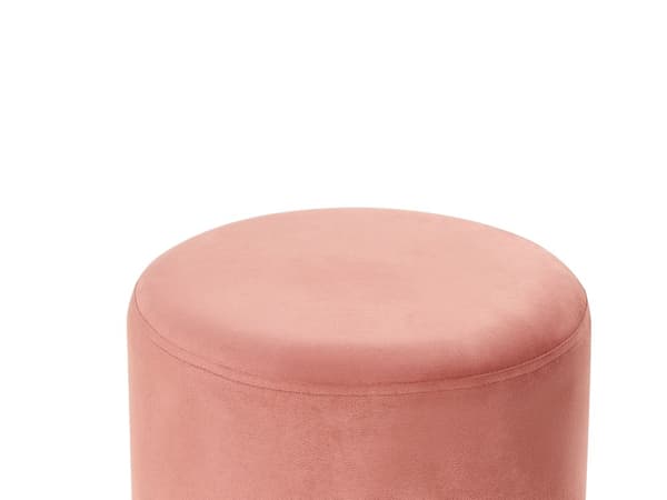 Puff Rosa Fløyel Rottingfletting Rund form Glamour Fotskammel Dekorativ Stue Soverom