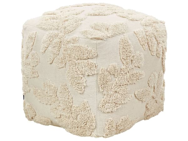 Rahi beige 50 x 50 cm puuvilla EPS-täyte neliö tuftattu lehtikuvio boho moderni