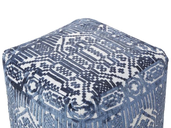 Puff Blå Polyester Viskose 50 x 50 x 50 cm EPS-fyll Mønster Bohemsk stil Stor gulvpute Stue Soverom