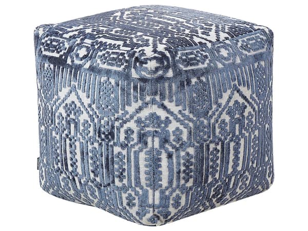 Puff Blå Polyester Viskose 50 x 50 x 50 cm EPS-fyll Mønster Bohemsk stil Stor gulvpute Stue Soverom