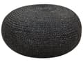 Miniatyrbillede 1 af 5: Pouffe Sort jutevævet ⌀ 50 cm EPS-fyld Rund osmannisk fodskammel i boho-stil