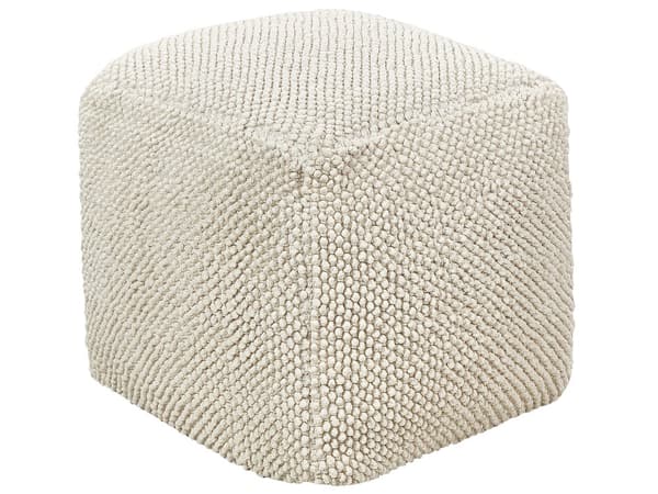 Puff Beige Bomull 45 x 45 x 45 cm Enfärgat Mönster Fyrkantig Sittpuff i Tyg Vardagsrum Sovrum