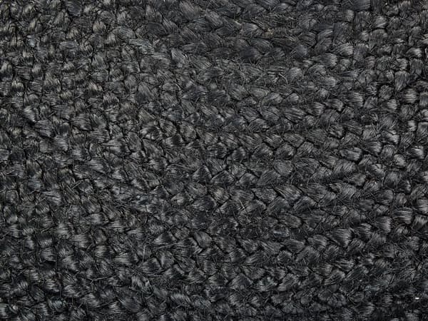 Puff Svart Jute ⌀ 50 cm Vävd EPS-fyllning Rund Sittpuff i Boho-stil Vardagsrum Sovrum