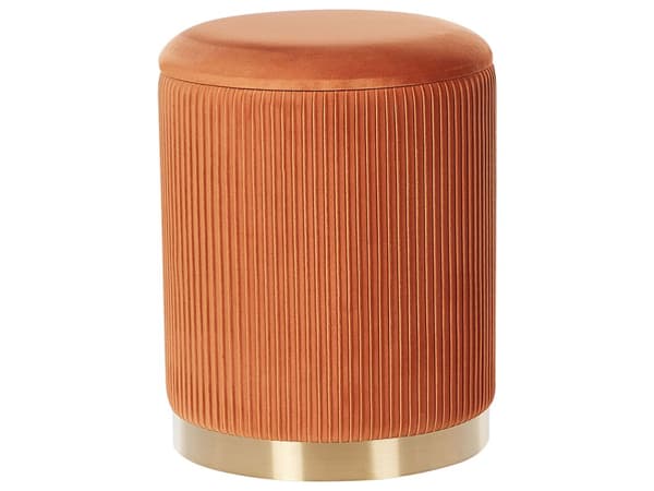 Set med 2 förvaringspuffar Orange Polyester Sammet Klädsel Guld Bas Modern Design Horisontell Tuft Vardagsrum Accent