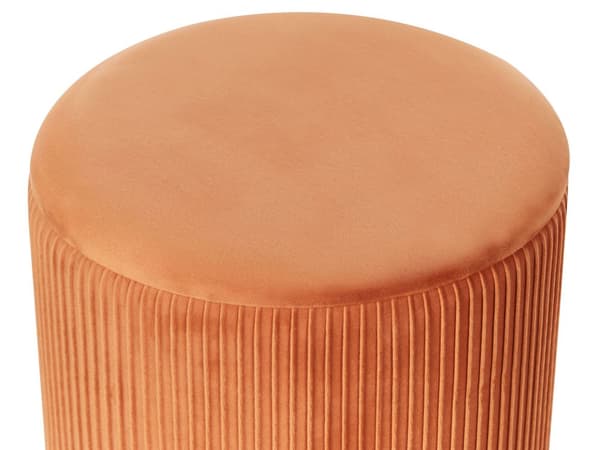 Set med 2 förvaringspuffar Orange Polyester Sammet Klädsel Guld Bas Modern Design Horisontell Tuft Vardagsrum Accent