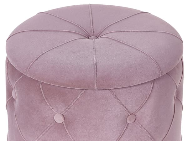 Set med förvaringspuffar Rosa Polyester Sammet Knapptuftad Klädsel Golden Base Retro Design
